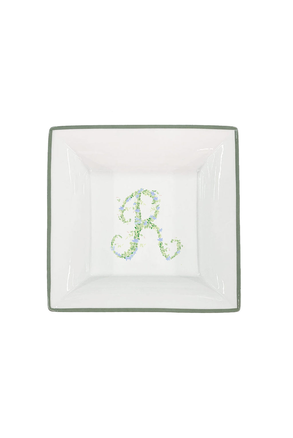 Vassoio personalizzabile con monogramma e bordo verde