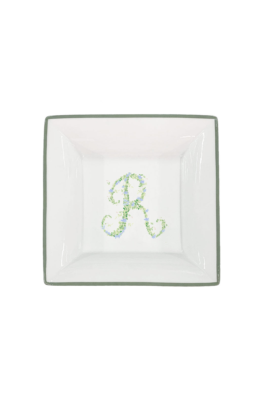 Vassoio personalizzabile con monogramma e bordo verde