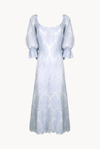 Bell Sleeves Broderie-Cotton Liliac Eyelet Dress