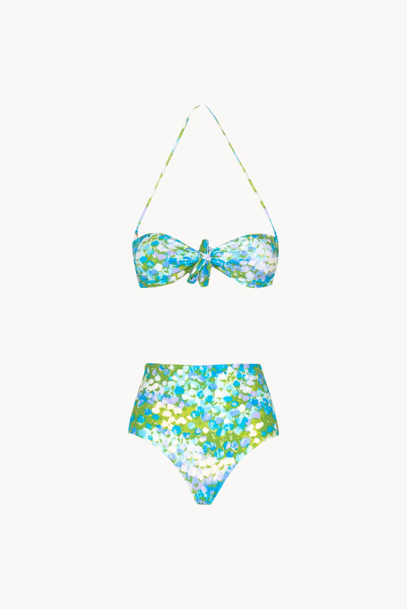 Bikini slip a vita alta e fascia turchese Monet