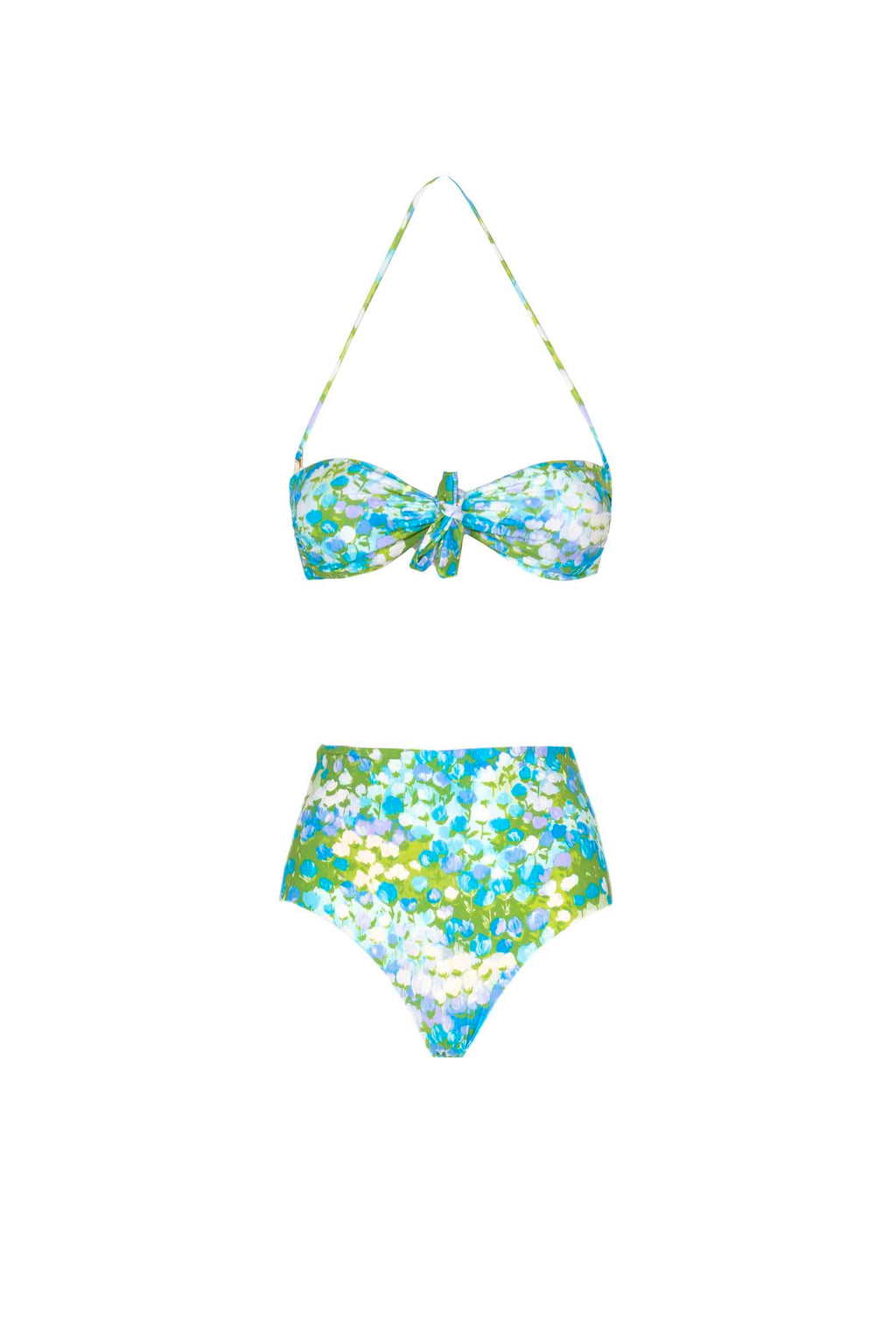 Bikini slip a vita alta e fascia turchese Monet