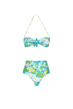 Bikini slip a vita alta e fascia turchese Monet