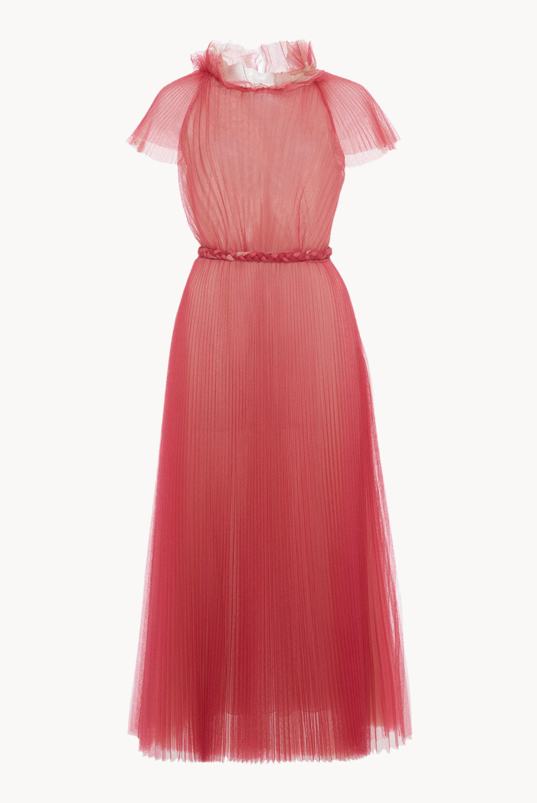 Pleated Tulle Midi Dress