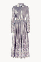 Velvet Chemisier Embroidered Dress