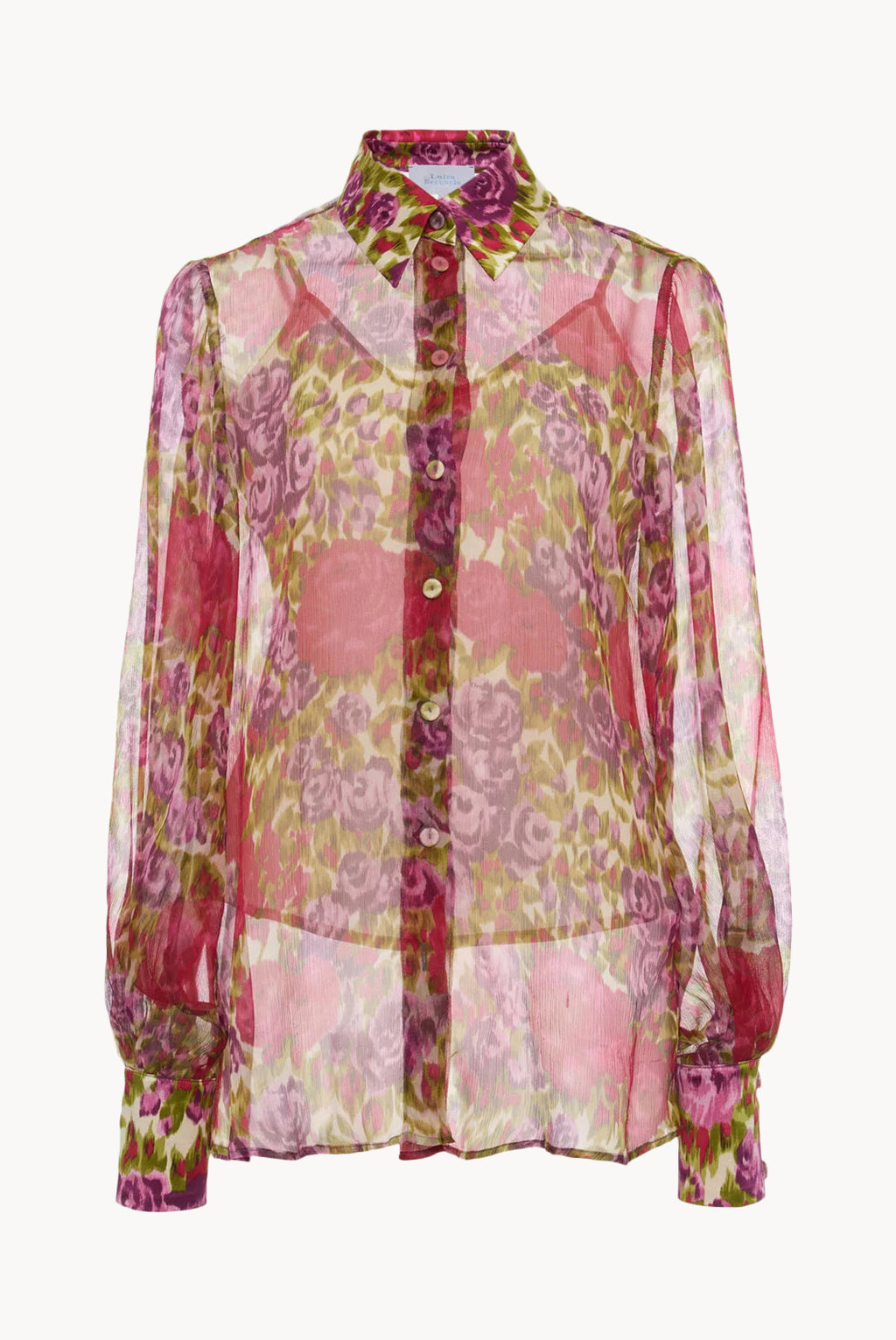 Blusa in chiffon di seta con stampa floreale