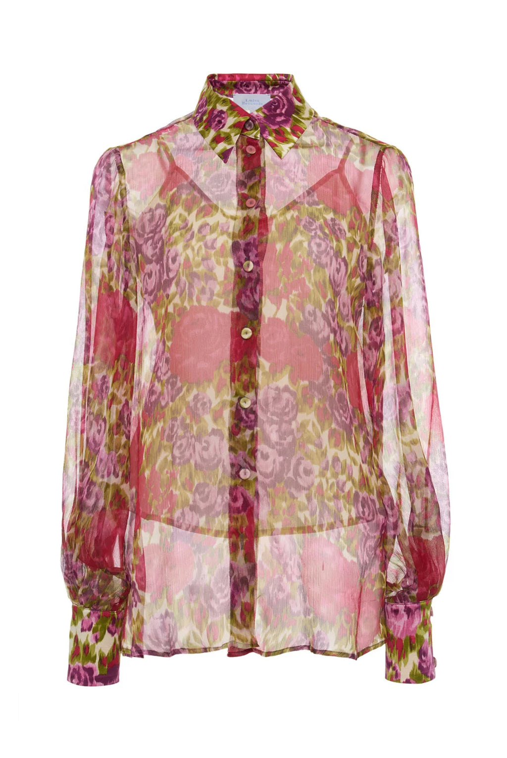 Blusa in chiffon di seta con stampa floreale