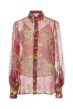 Blusa in chiffon di seta con stampa floreale