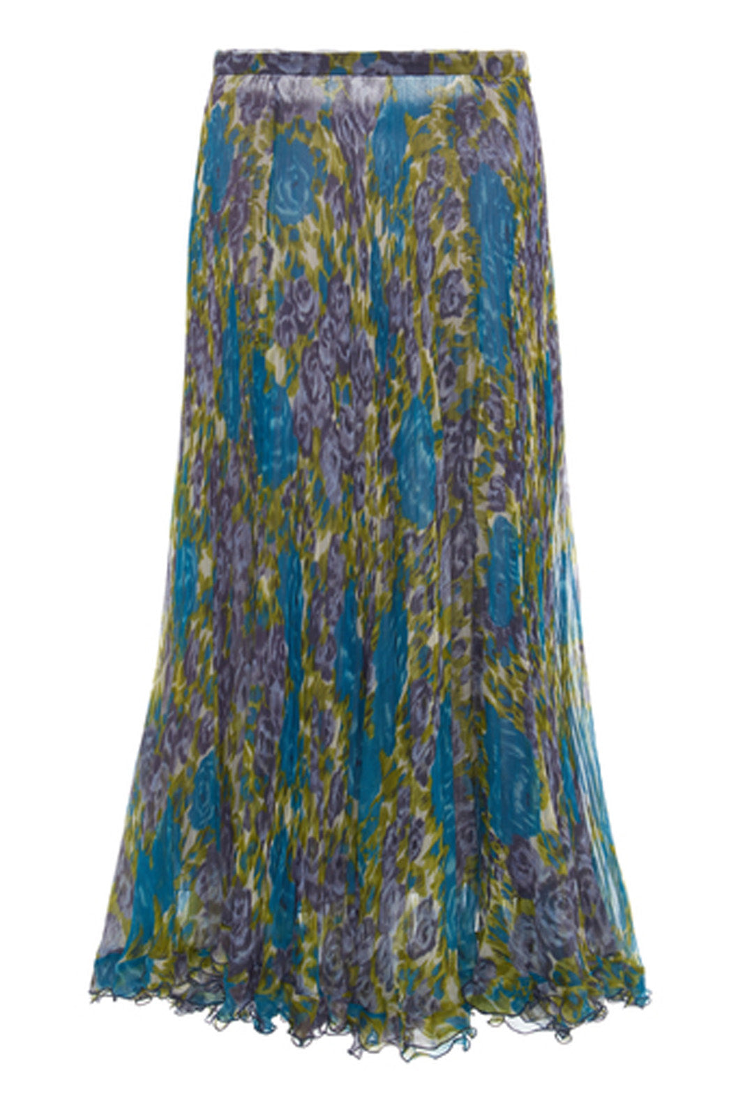 Gonna plissettata in chiffon di seta stampato