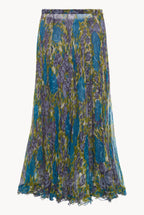 Printed Silk Chiffon Plissé Skirt