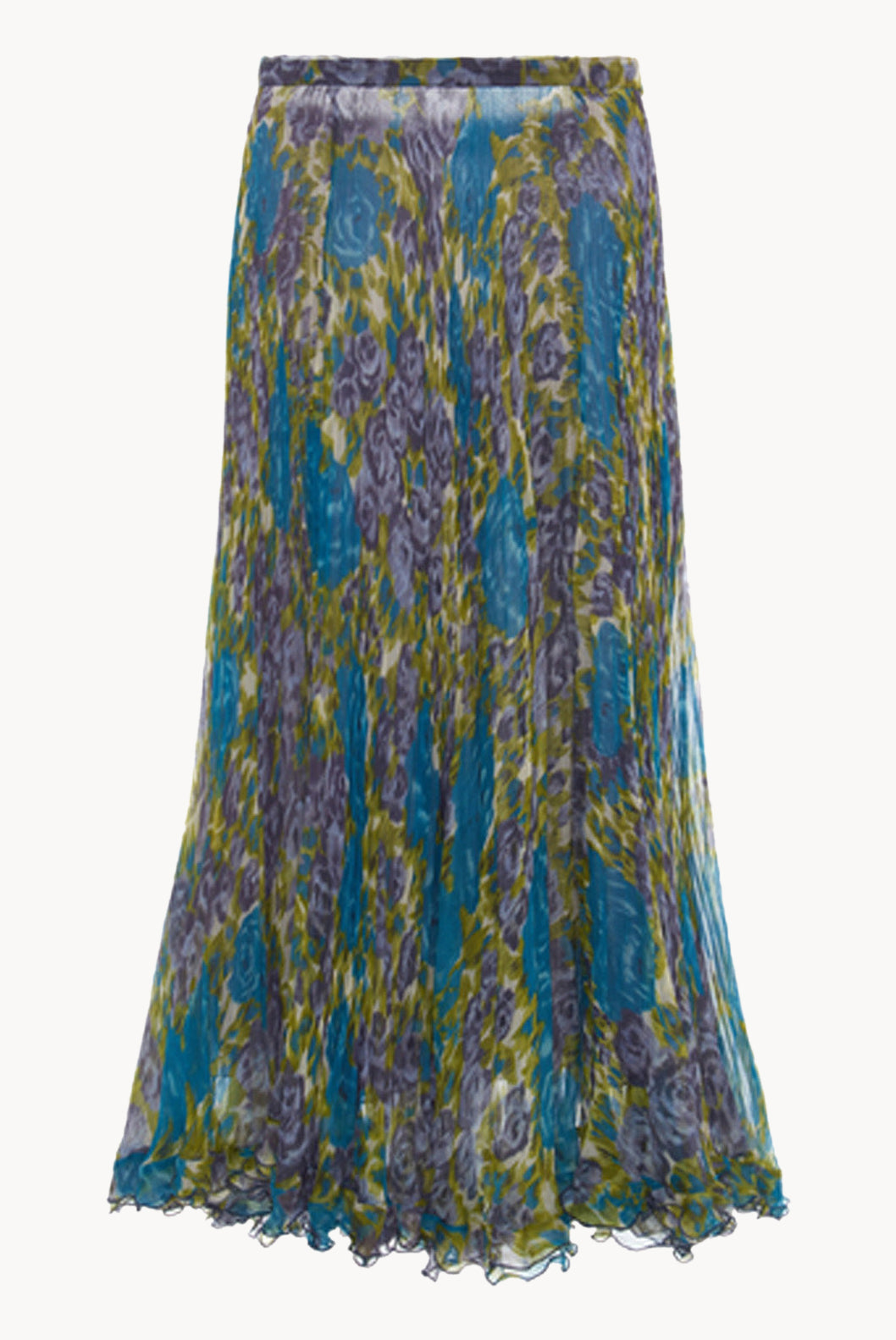 Printed Silk Chiffon Plissé Skirt