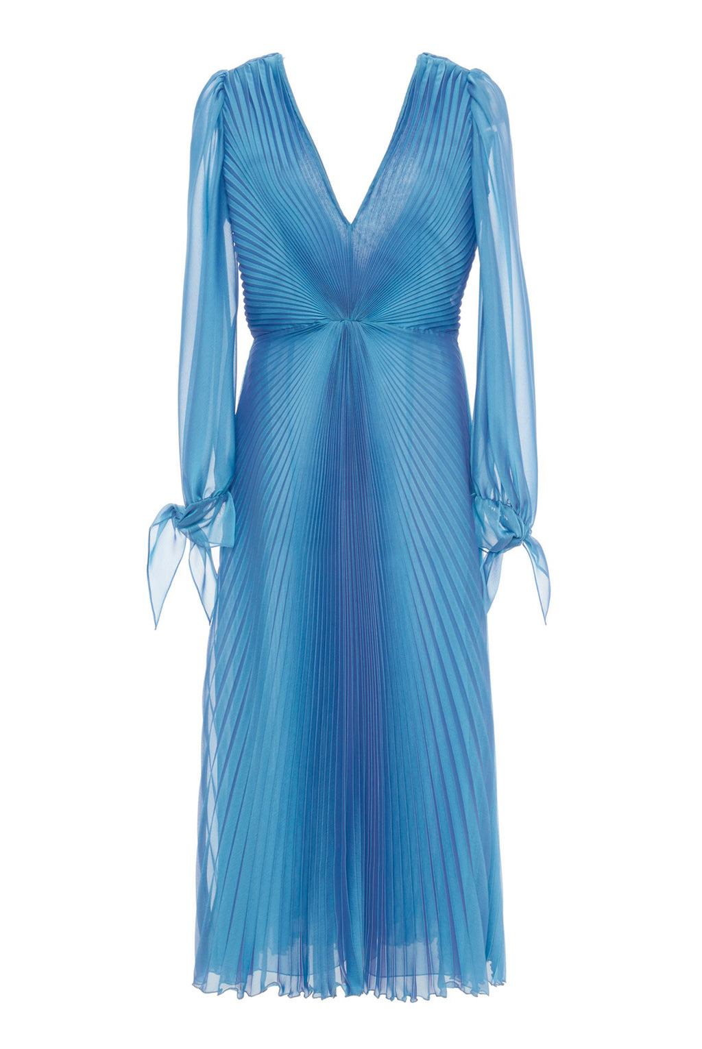 Abito midi plissettato in chiffon iridescente