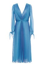 Abito midi plissettato in chiffon iridescente