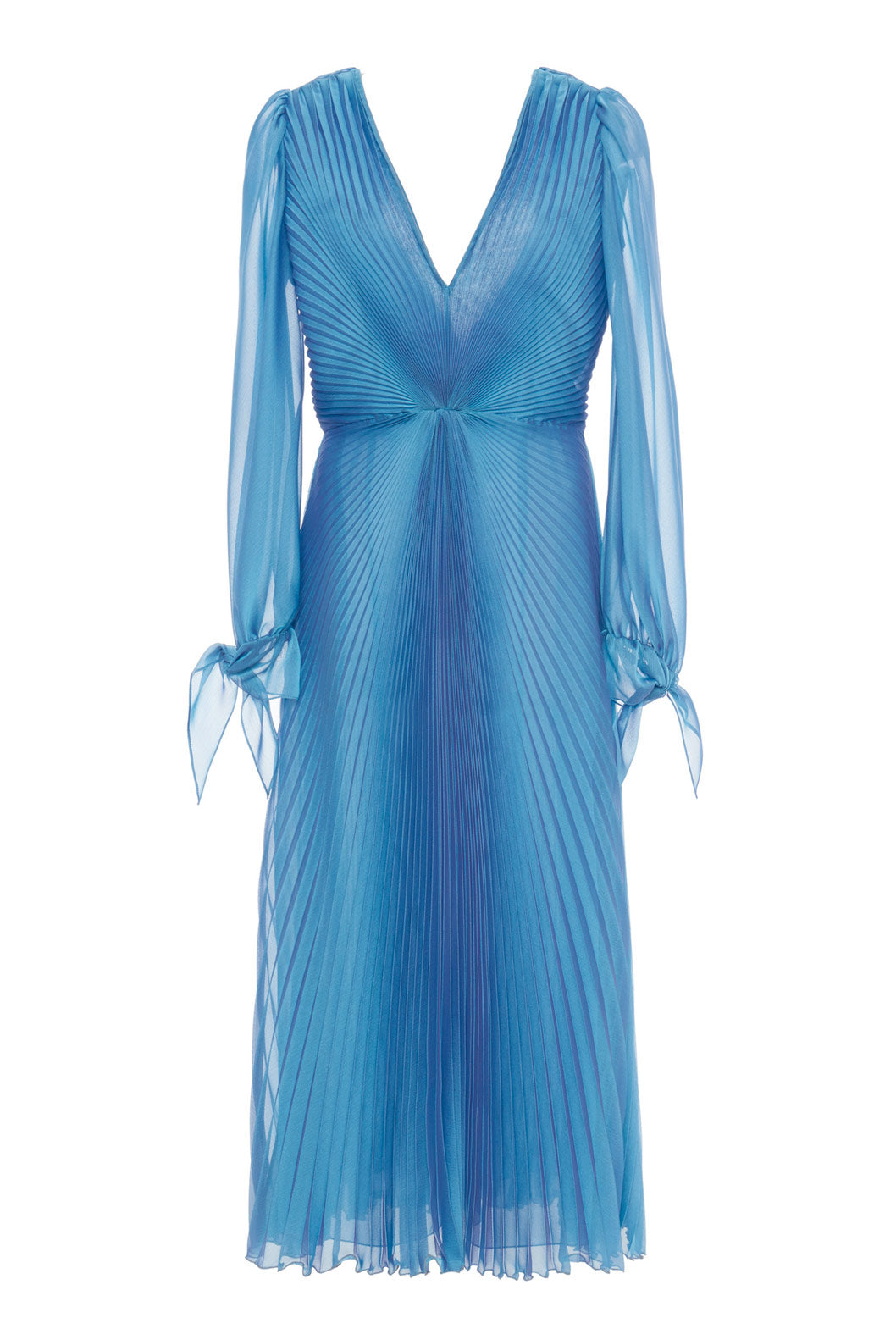 Abito midi plissettato in chiffon iridescente