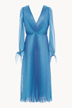 Abito midi plissettato in chiffon iridescente