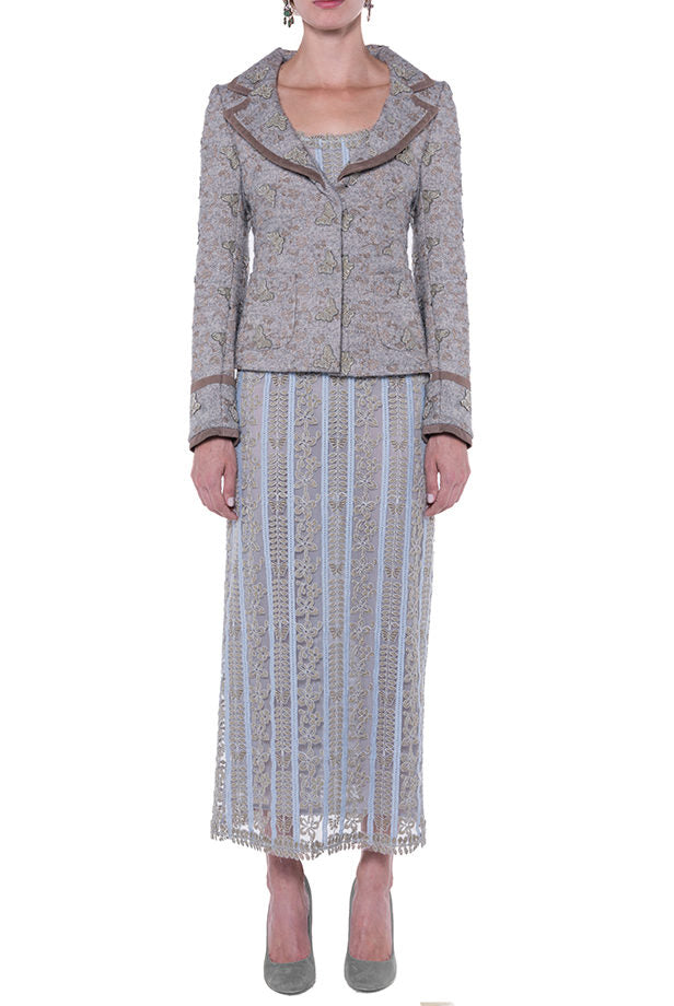 Butterfly Jacquard Fitted Jacket