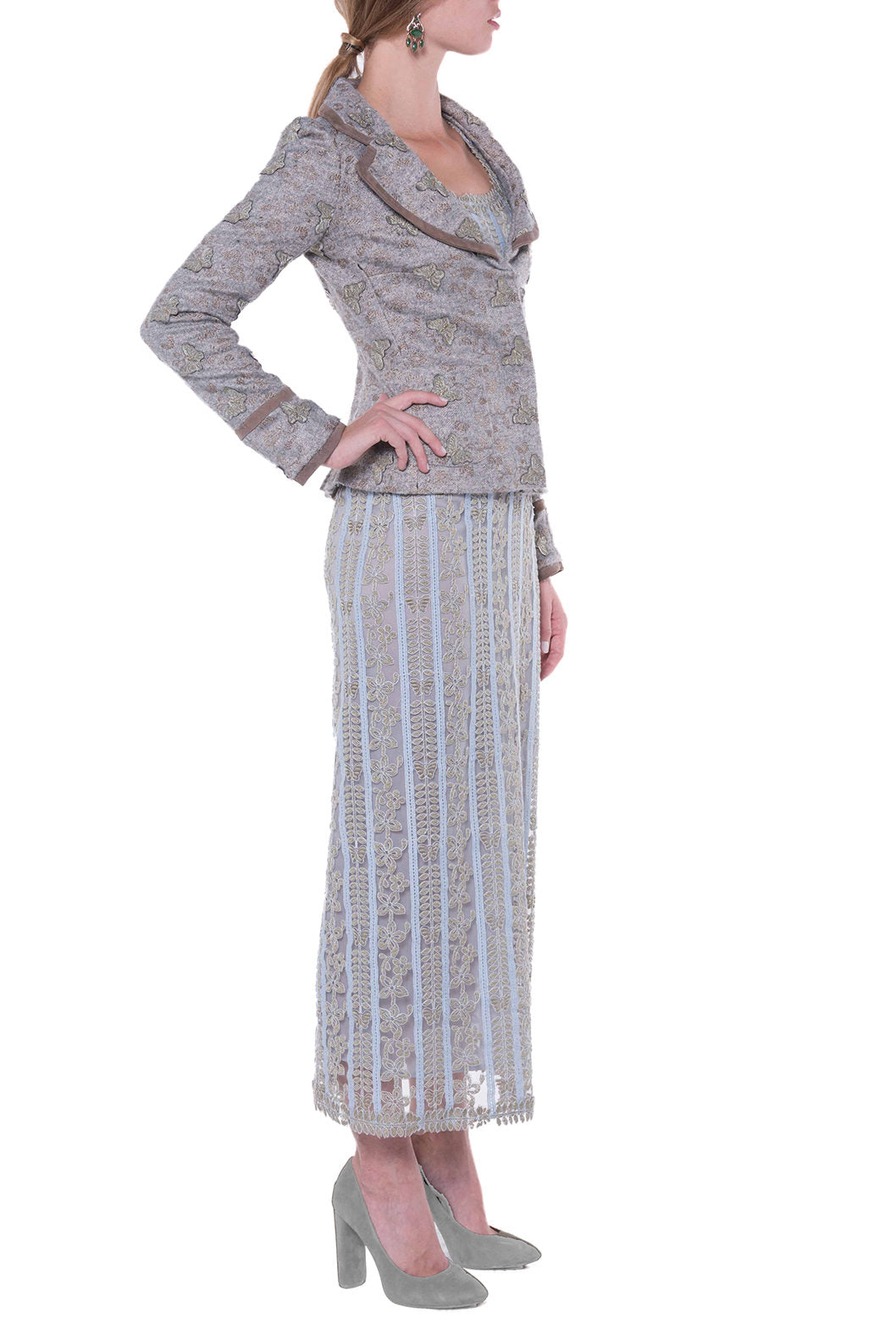 Butterfly Jacquard Fitted Jacket