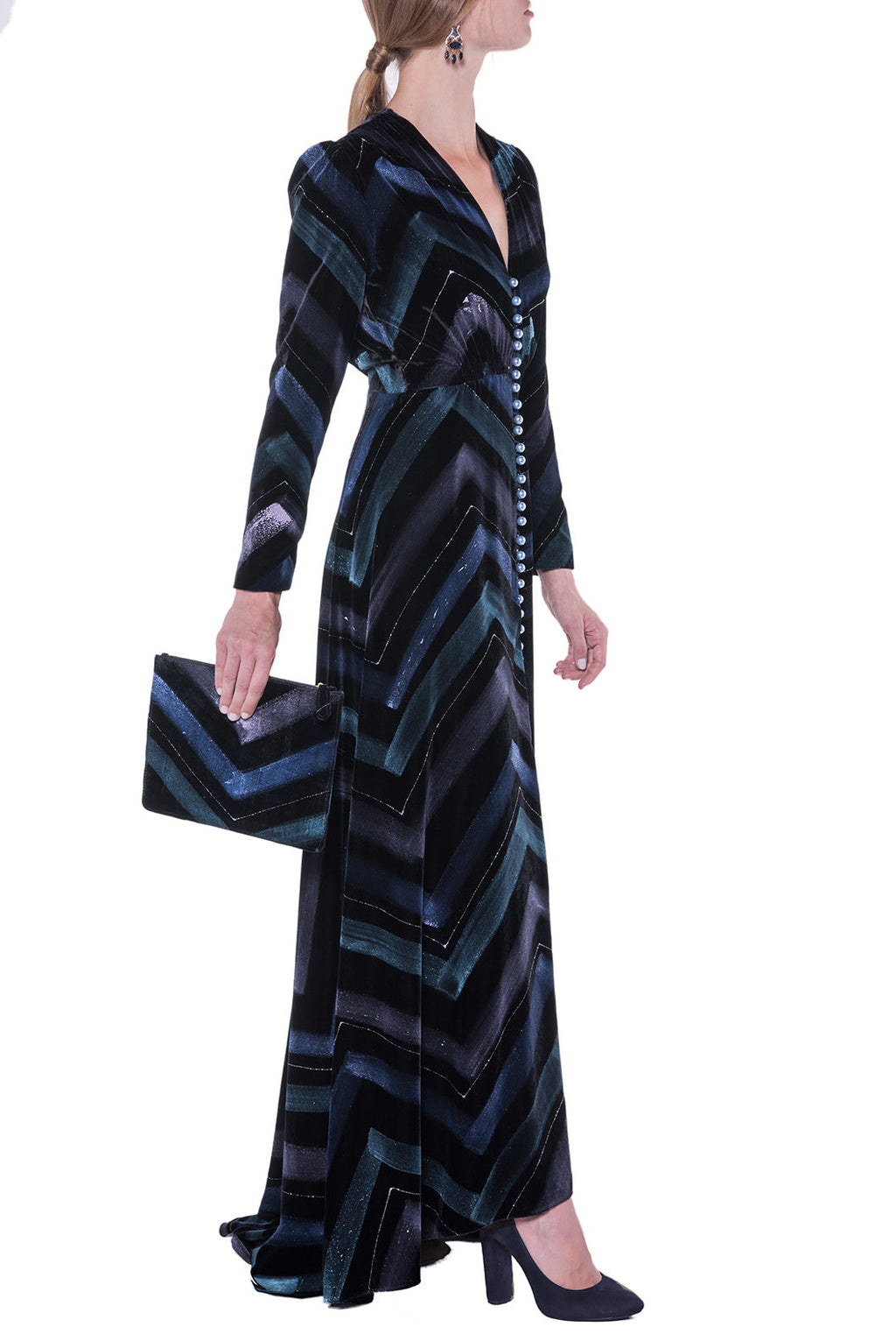 Velvet Chevron Bottoncino