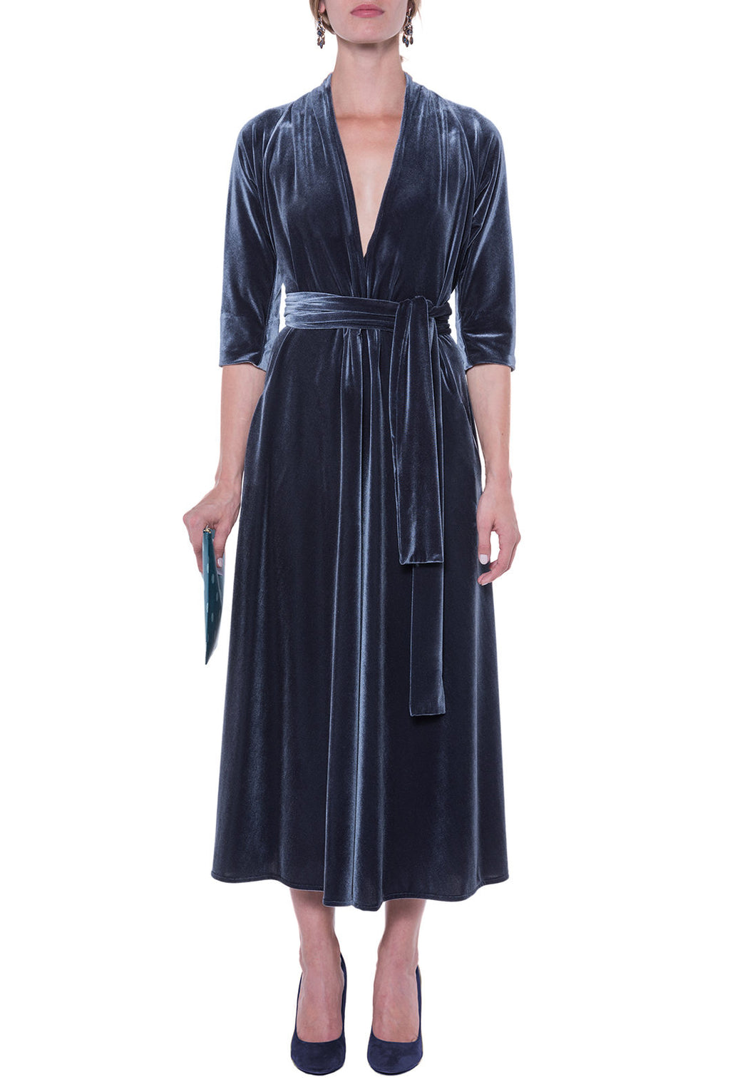 Luisa Wrap Black Velvet Dress