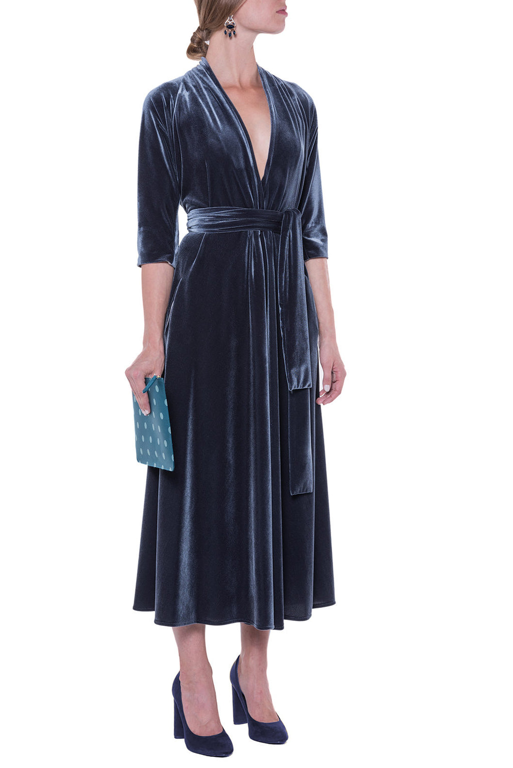 Luisa Wrap Black Velvet Dress