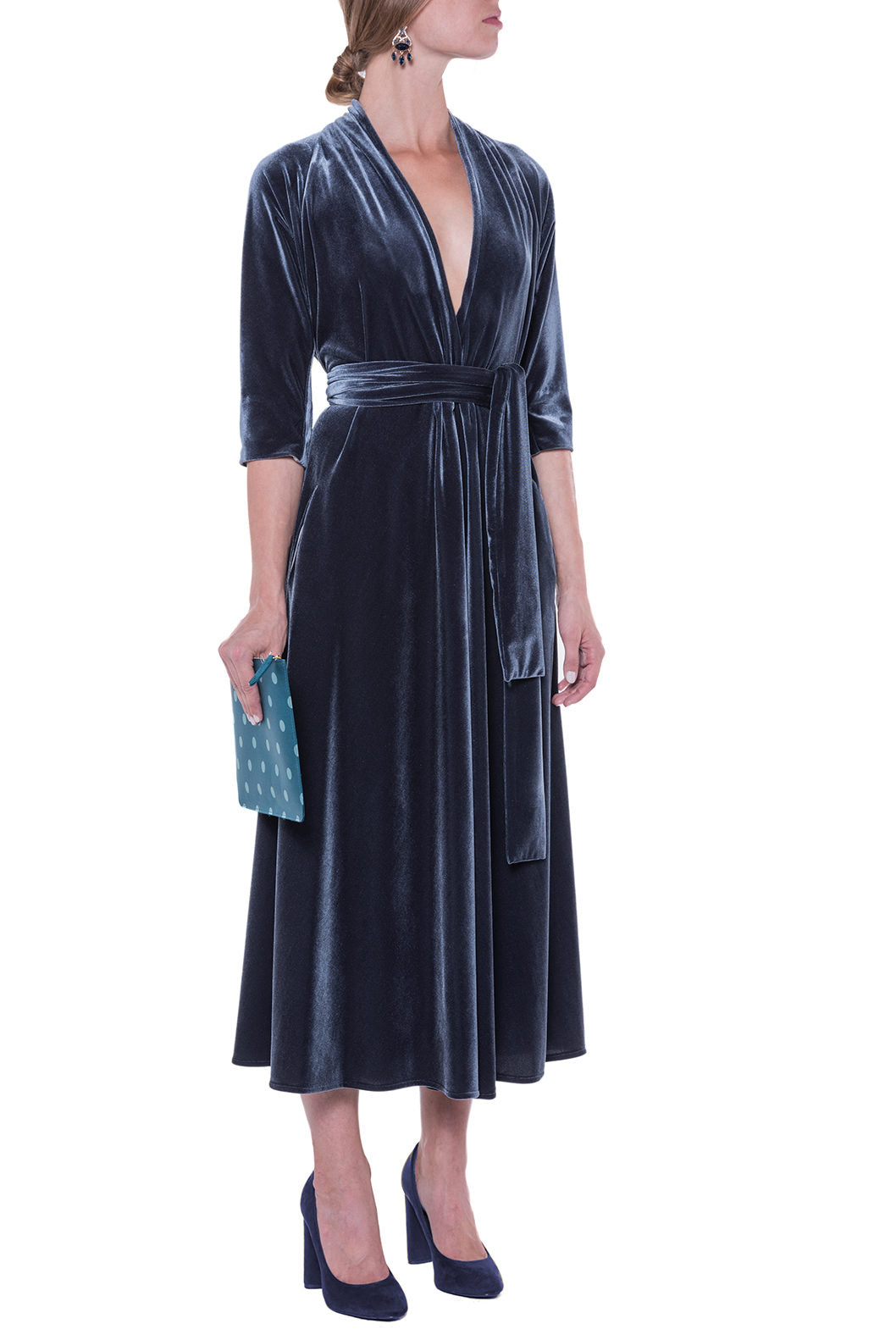 Luisa Wrap Black Velvet Dress