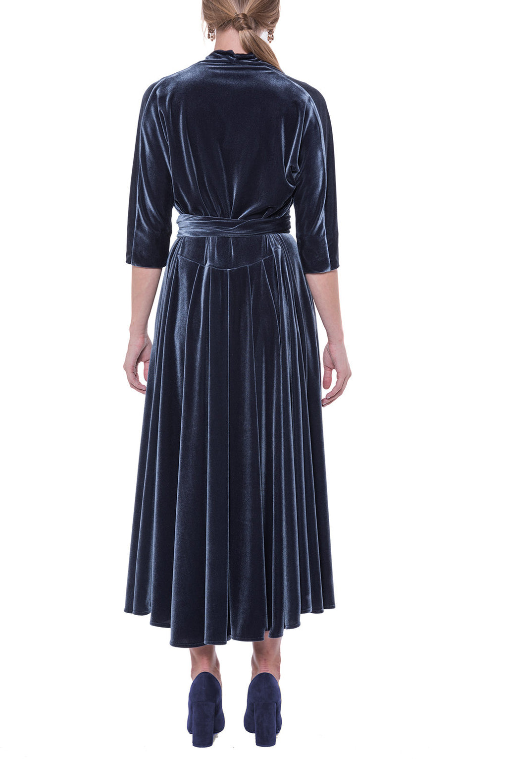 Luisa Wrap Black Velvet Dress