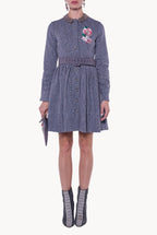 Long Sleeves Tweed Dress With Embroidery