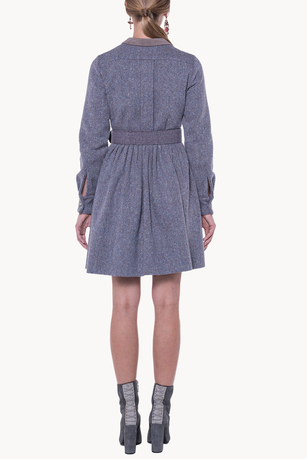 Long Sleeves Tweed Dress With Embroidery