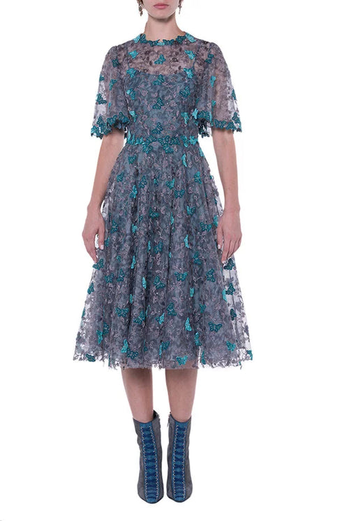 Butterfly Lace Midi Dress