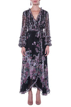 Georgette Printed Flowers Wrap Dress