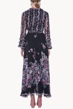 Georgette Printed Flowers Wrap Dress
