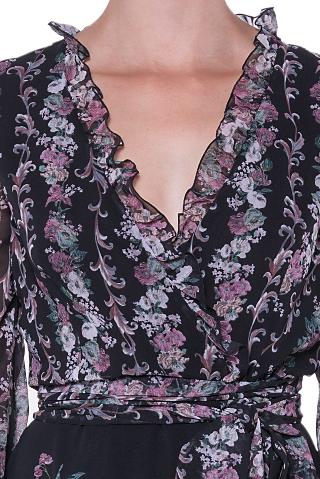 Georgette Printed Flowers Wrap Dress