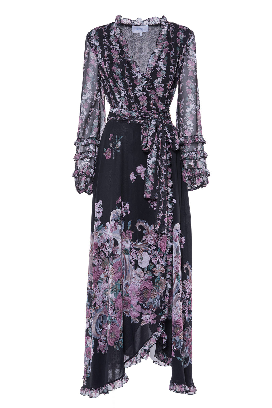 Georgette Printed Flowers Wrap Dress