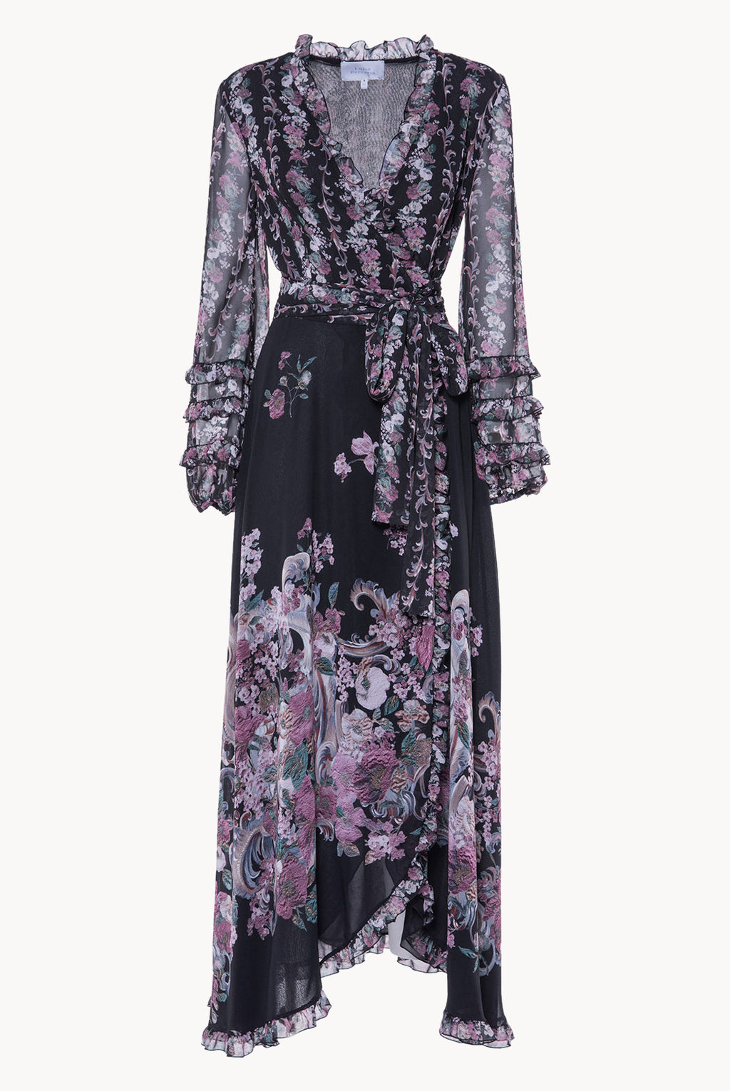 Georgette Printed Flowers Wrap Dress