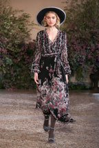Georgette Printed Flowers Wrap Dress