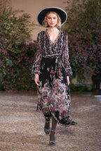Georgette Printed Flowers Wrap Dress
