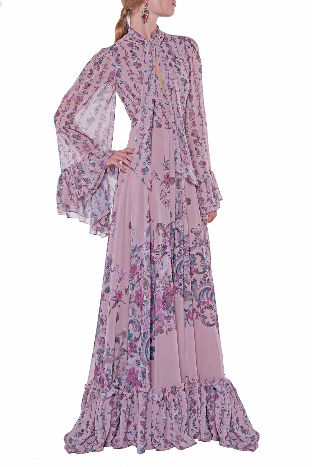 Georgette Printed Flowers Dress