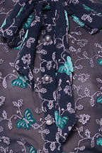 Pussy Bow Embroidered Georgette Blouse