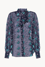 Pussy Bow Embroidered Georgette Blouse
