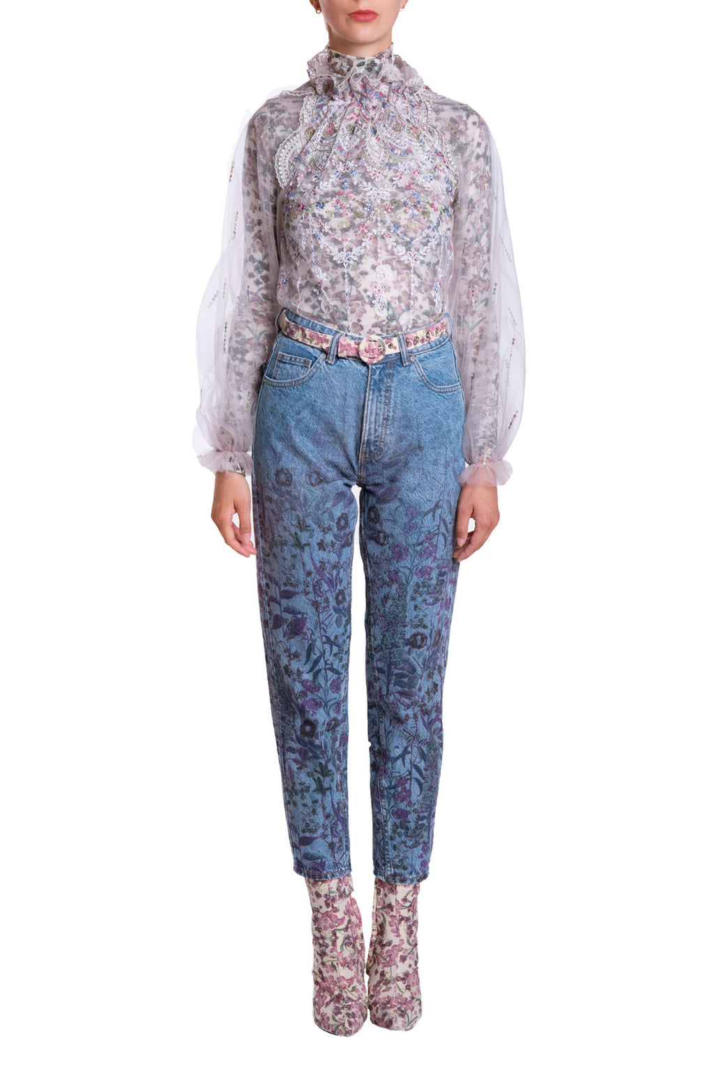 Jeans con stampa floreale