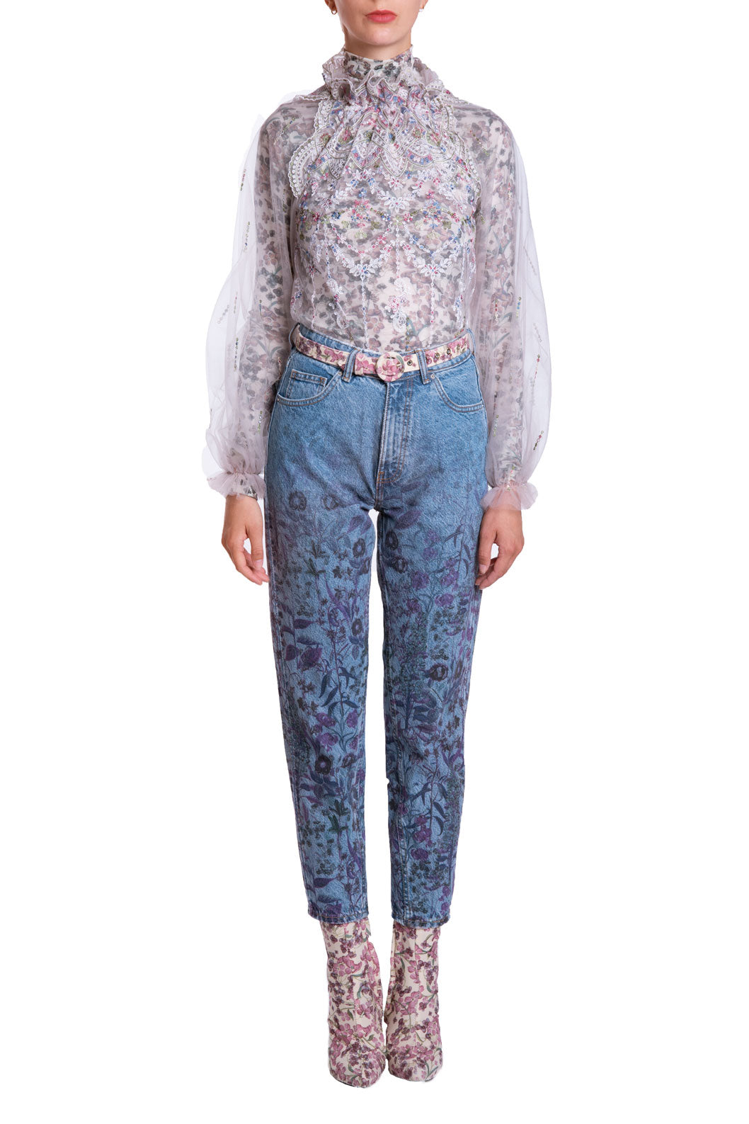 Jeans con stampa floreale