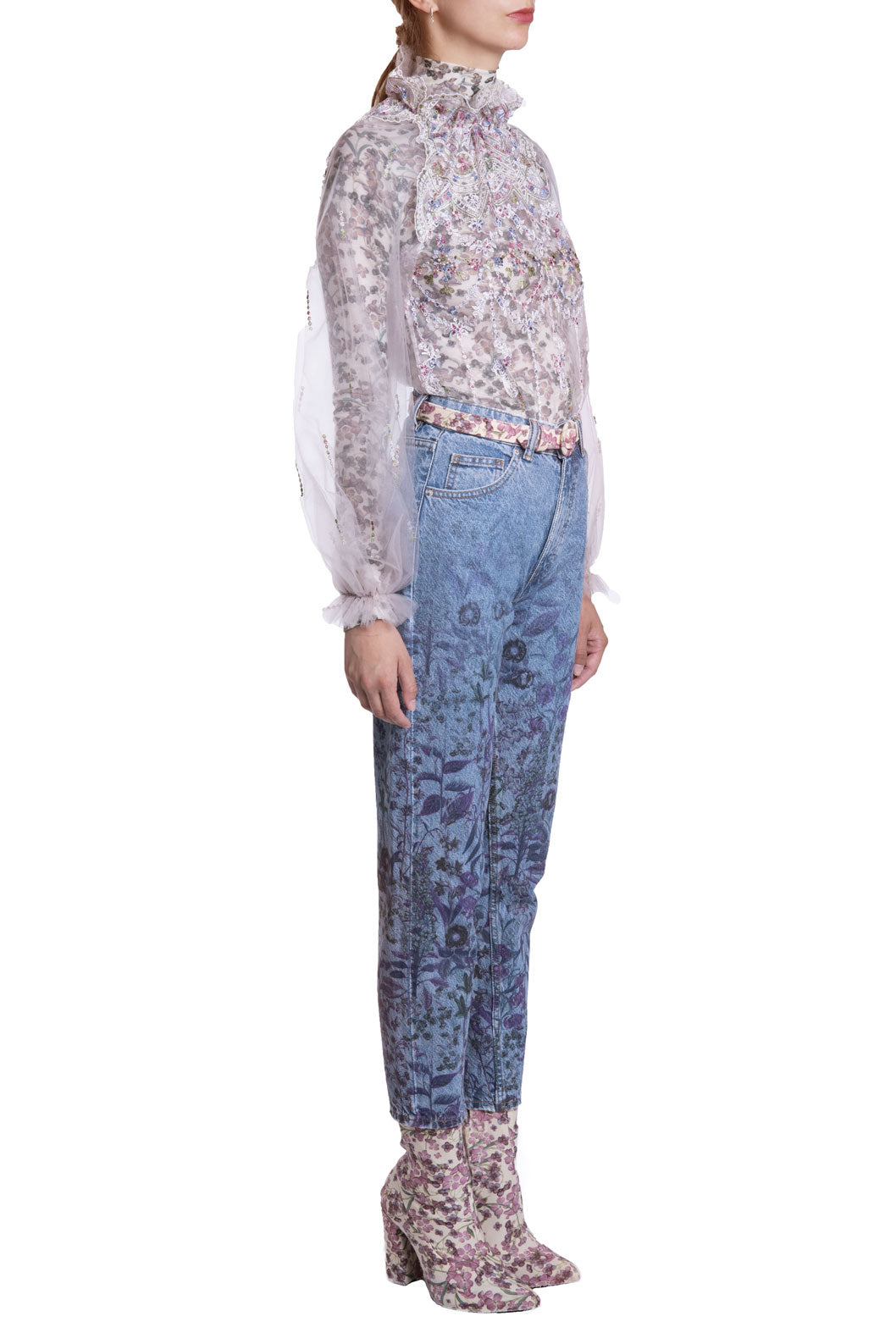 Jeans con stampa floreale