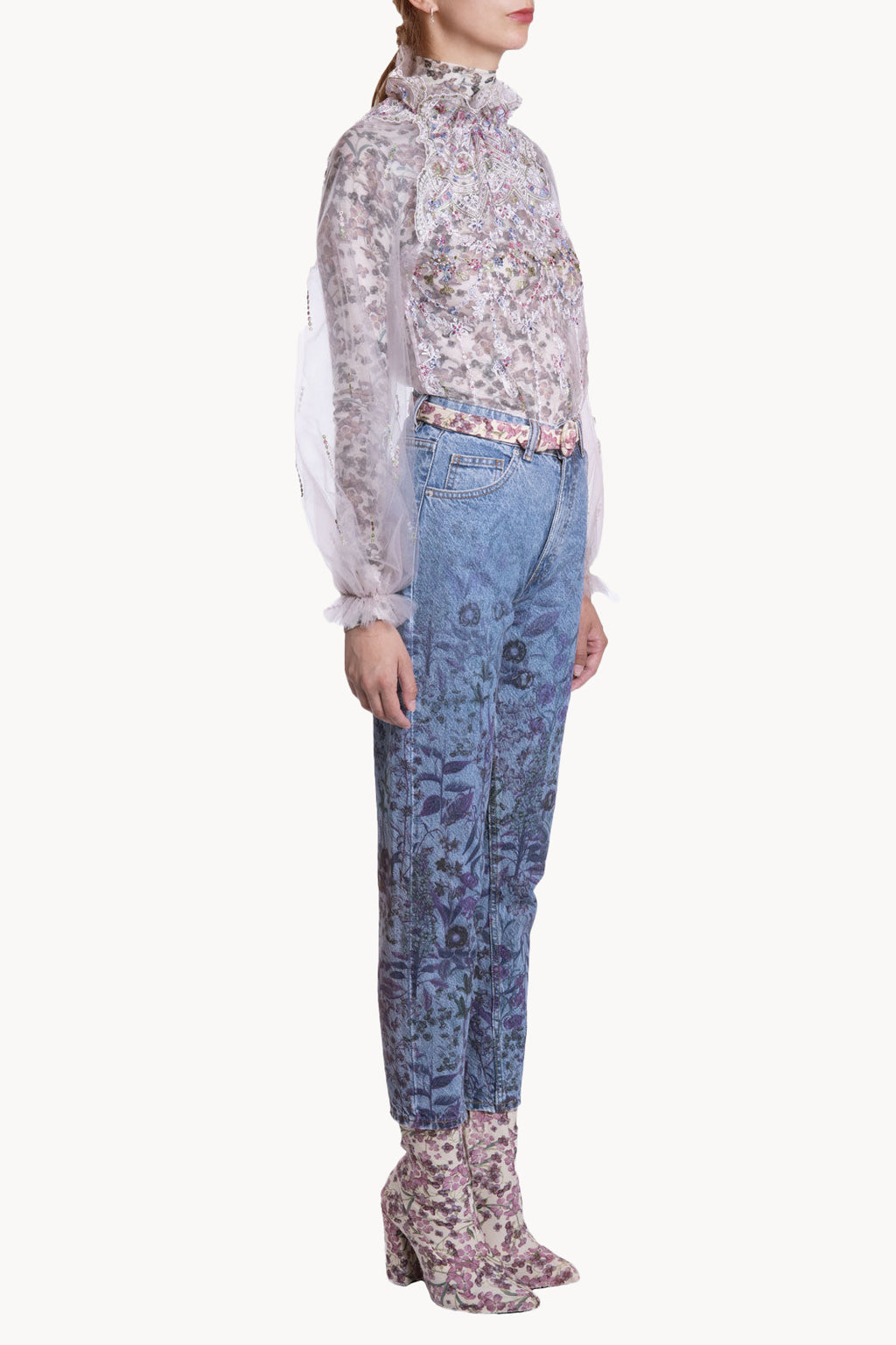 Jeans con stampa floreale