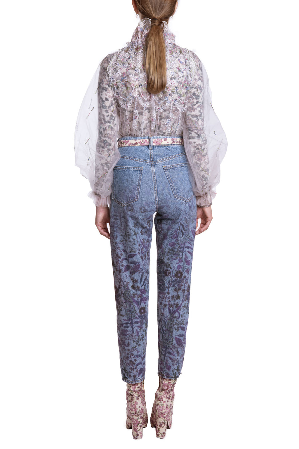 Jeans con stampa floreale