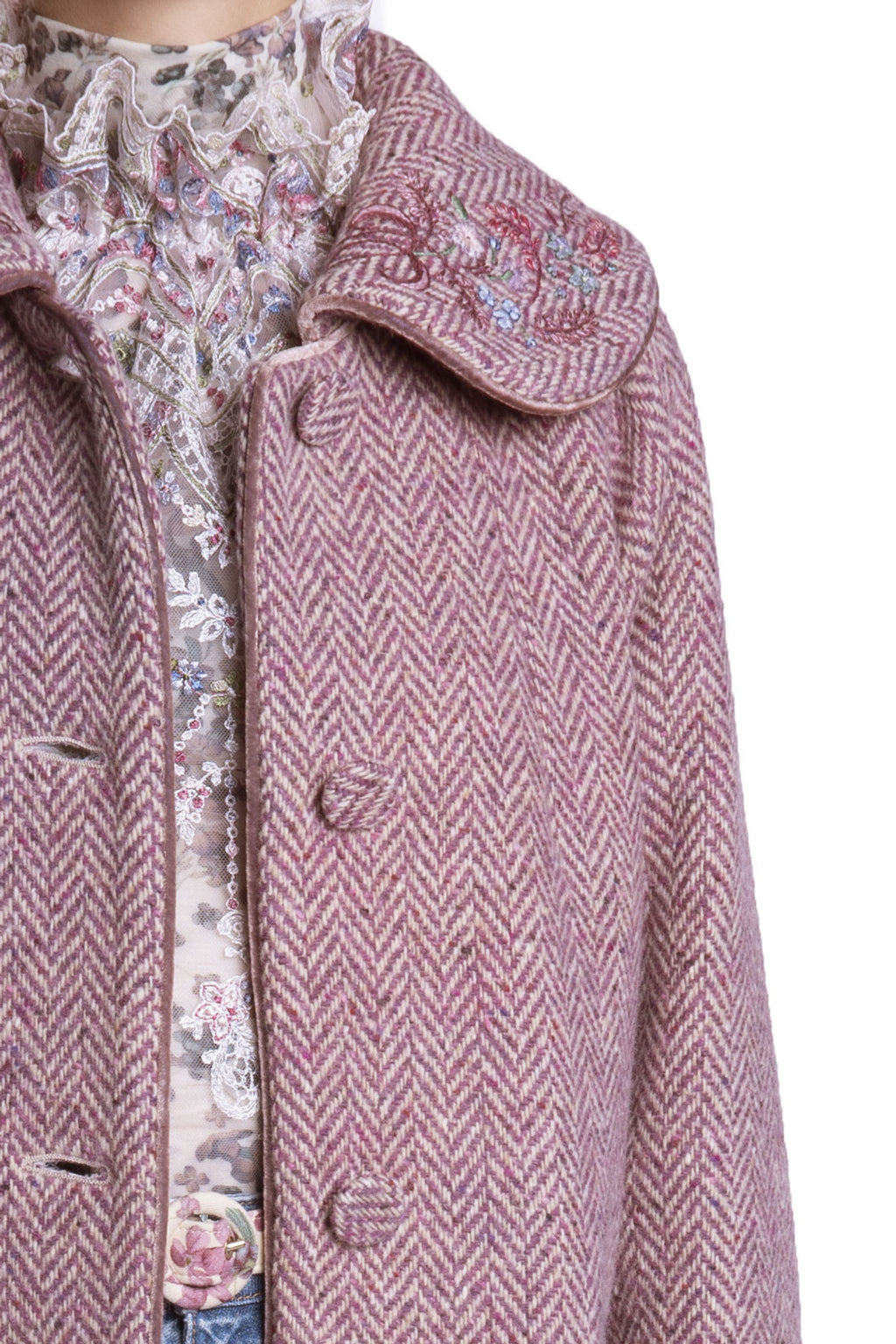 Abito dritto in jacquard con fiori selvatici