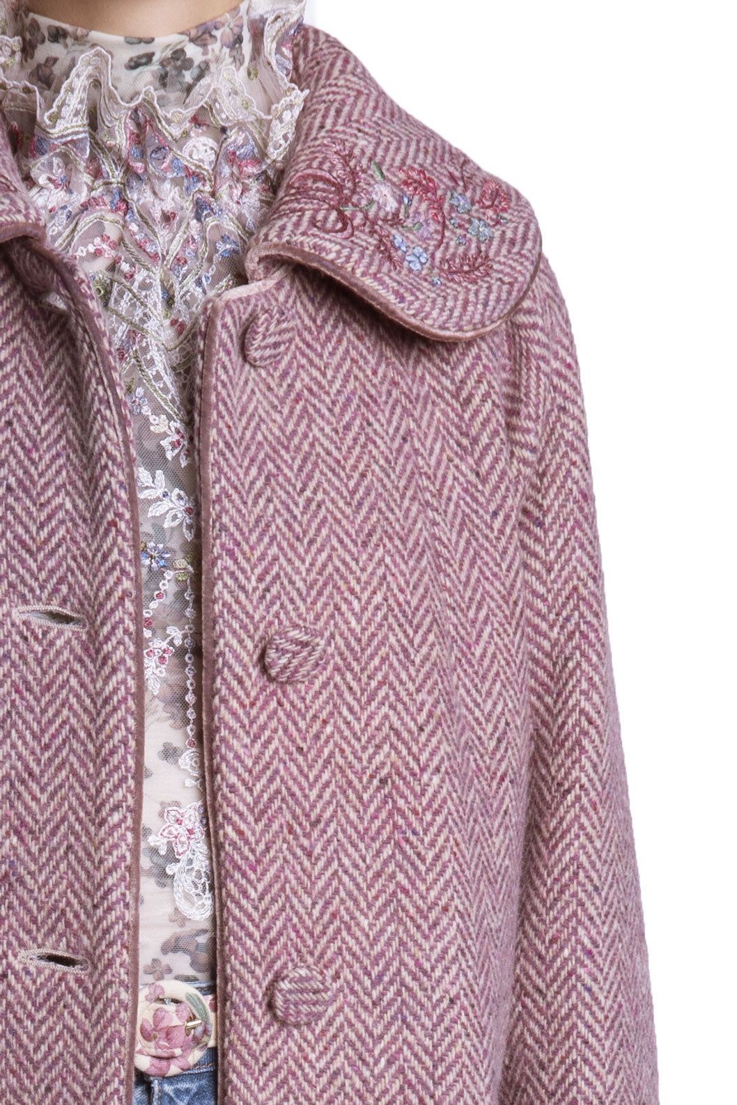 Abito dritto in jacquard con fiori selvatici