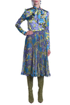 Gonna plissettata in chiffon di seta stampato