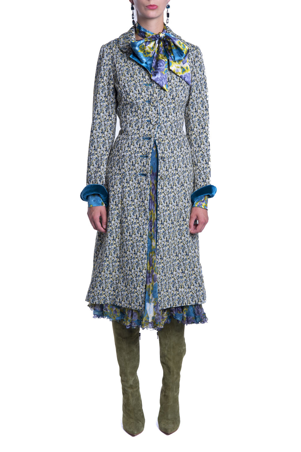 Cappotto in jacquard micro floreale
