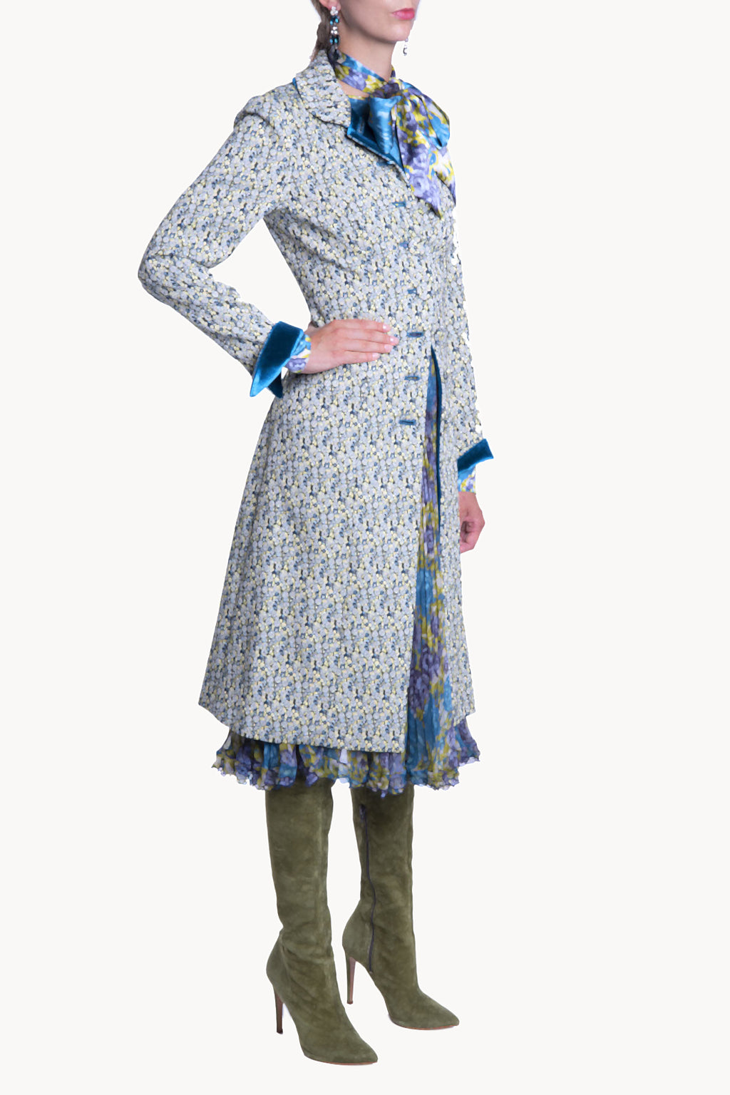 Micro Floral Jacquard Coat