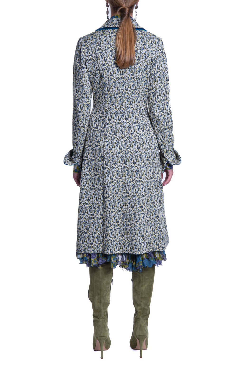 Cappotto in jacquard micro floreale