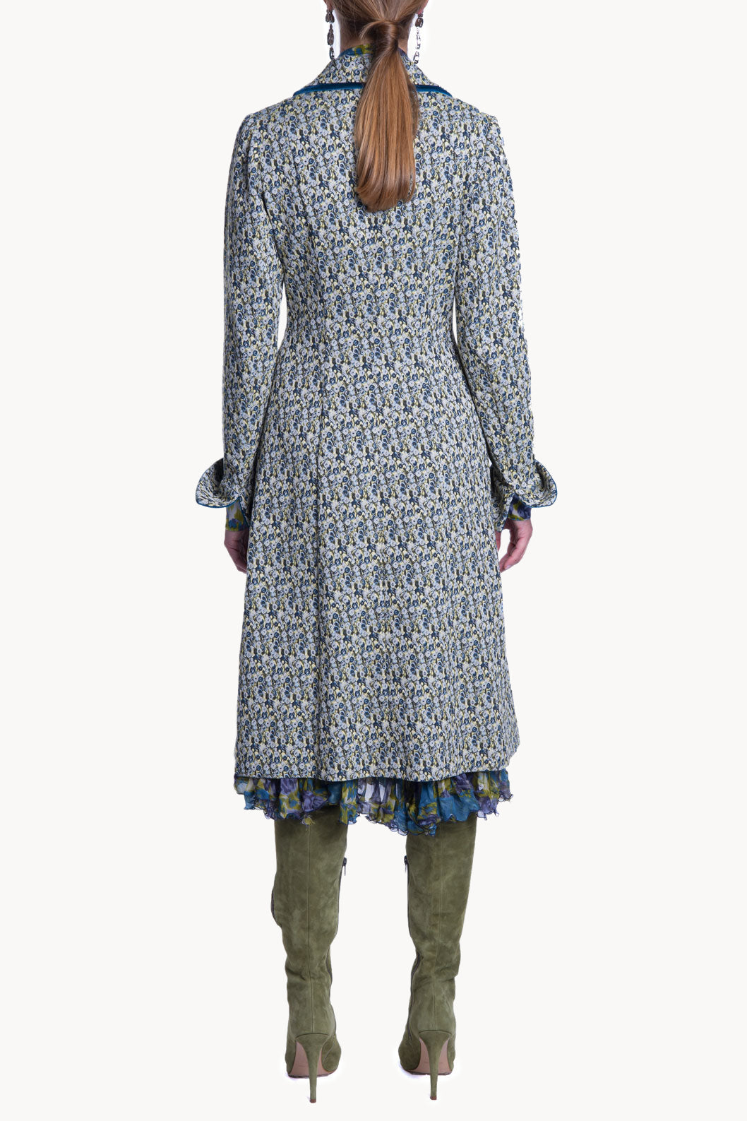 Micro Floral Jacquard Coat